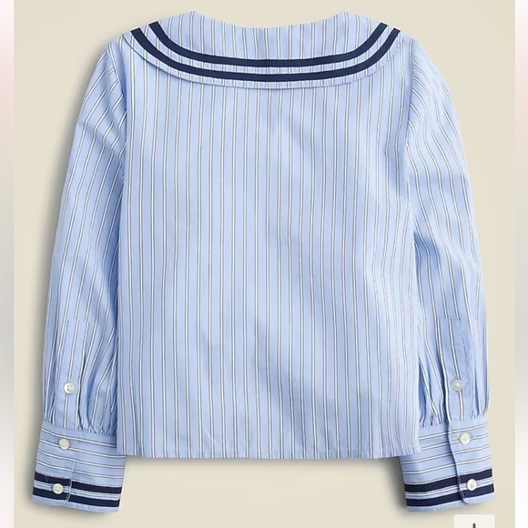 Crewcuts Girls tipped collared top poplin tranquil tide stripe size 10 NWT CD141 - Picture 2 of 10